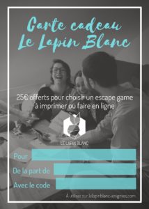 Carte cadeau Le Lapin Blanc 25€ (version bleu)
